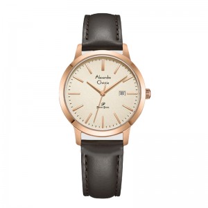 Alexandre Christie AC 1007 Full Rosegold Brown Leather Lady LDLRGLNBO
